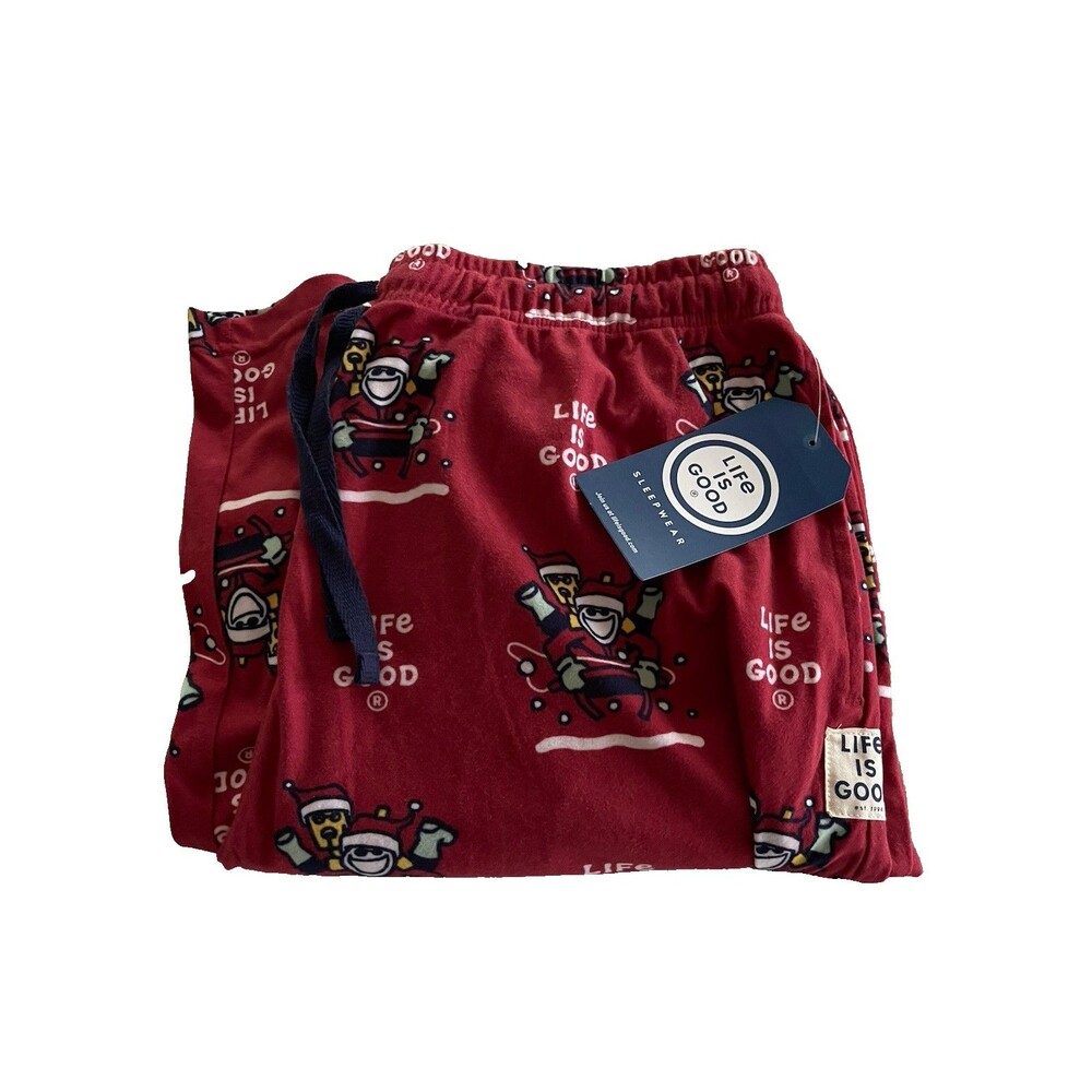 LIFE IS GOOD SANTA ROCKET & JAKE SLEEP /LOUNGE PANT SOFT AND COMFY MEN LARGE NWT